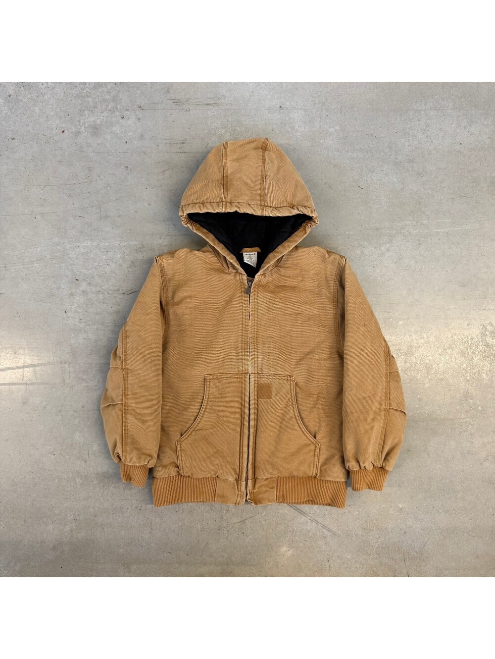 Vintage 2000s Carhartt Canvas Full Zip Hooded Jacket Brown Youth Medium